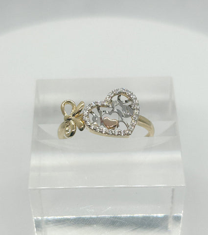 14kt Gold Bow and Heart Ring