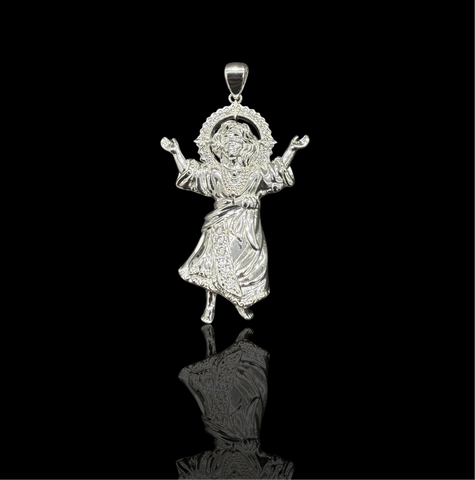 9.25 Silver Baby Jesus Pendant w/ Zirconia Stones