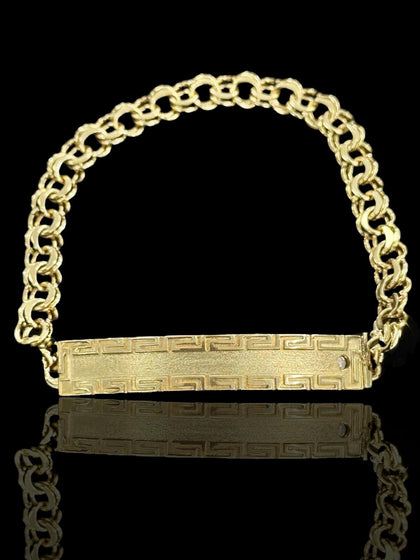 Kid’s Chino Link Bracelet w Greco Border 10k