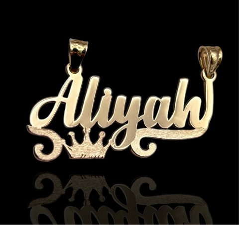 Gold Name Plate with crown and swirl