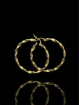 Greco Engraved Twisted 10k Gold Hoops