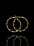 Greco Engraved Twisted 10k Gold Hoops
