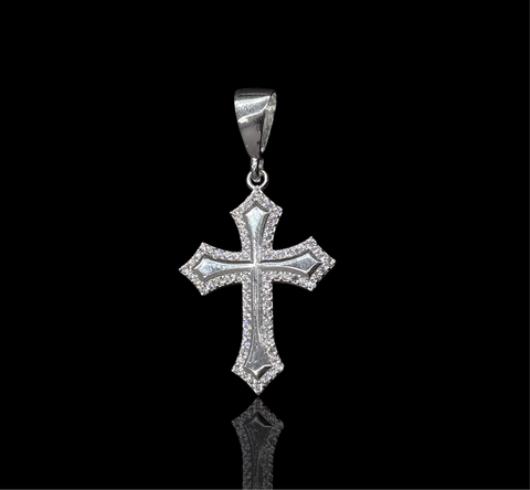 9.25 Silver Cross w/ Zirconia Stones