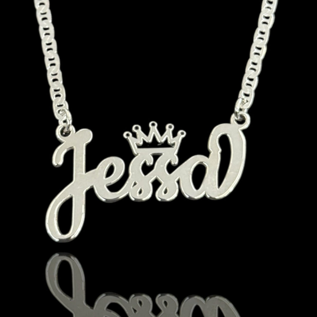 Solid Name Plate with Valentino Link Chain – Veronica's Jewelry