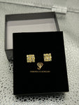 14kt Box Nugget Earrings with Zirconia’s