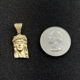 10K Yellow Gold Jesus Face Pendant - Religious Statement Charm