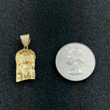 10K Yellow Gold Jesus Face Pendant - Religious Statement Charm