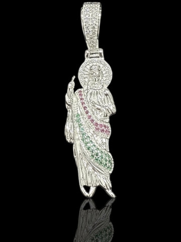 9.25 Silver Saint Jude Pendant with Color Zirconia’s