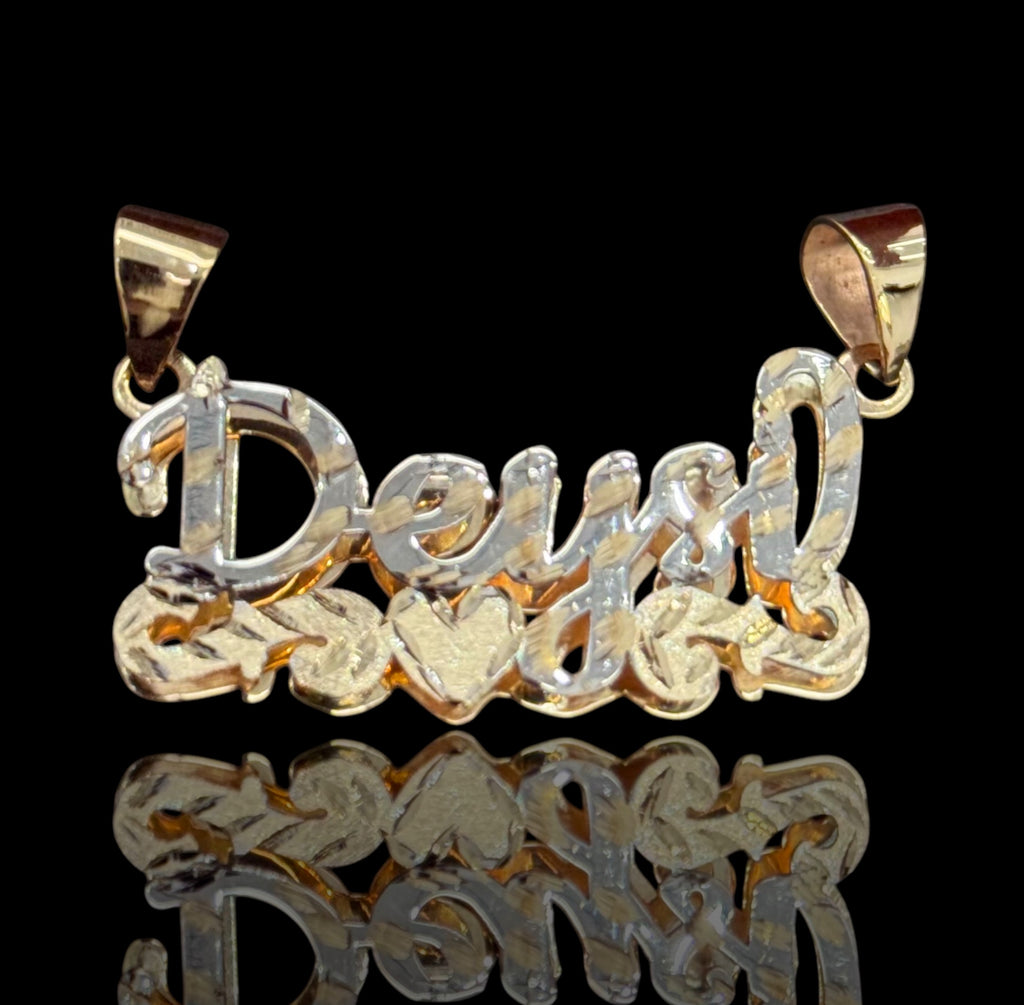 Two-tone Open Back Heart and swirls Double Name Plate