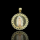 Dije Virgen de Guadalupe en Oro 10K tricolor – Medalla Religiosa Elegante