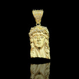 10K Yellow Gold Jesus Face Pendant - Religious Statement Charm