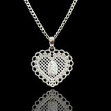 Silver Heart with Virgin Mary