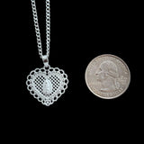Silver Heart with Virgin Mary