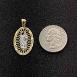 Dije San Judas Tadeo Oro 10K Bicolor – Medalla Religiosa Ovalada 30mm