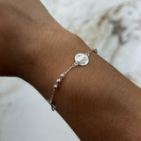 Silver Rosary Bracelet with Cross