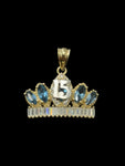 14kt Gold Quinceanera Crown Pendant