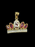 14kt Gold Quinceanera Crown Pendant