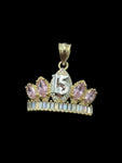 14kt Gold Quinceanera Crown Pendant