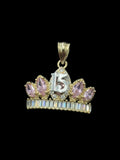 14kt Gold Quinceanera Crown Pendant