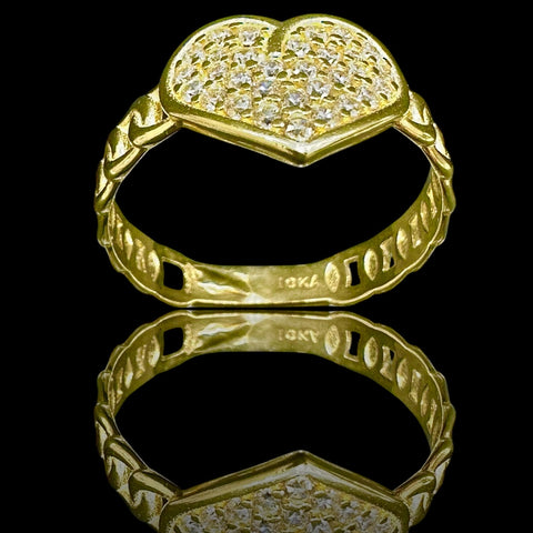 10KT Heart-Shaped Cubic Zirconia Ring