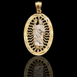 Dije San Judas Tadeo Oro 10K Bicolor – Medalla Religiosa Ovalada 30mm