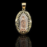 Dije Virgen de Guadalupe en Oro 10K tricolor – Medalla Religiosa Elegante