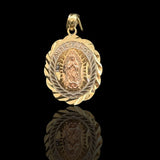 Medalla de la Virgen de Guadalupe en Oro de 14K - Regalo de Quinceañera "Mis 15 Años" - Oro Tricolor.