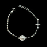 Silver Rosary Bracelet with Cross