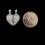 Sterling Silver Virgin of Guadalupe Break-Apart Heart Pendant Set