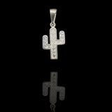 Sterling Silver Saguaro Cactus Pendant with Sparkling Cubic Zirconia