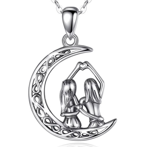 Silver 925 Sisters on the Moon Pendant