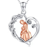 Silver 925 Mother and Child Heart Pendant