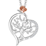 Silver 925 Tree of life Heart with Rose